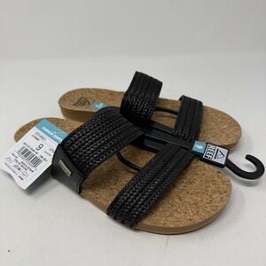 Reef Sandals Womens 9 Black Vista Braid II Slip On Lightweight Cushion Comfort